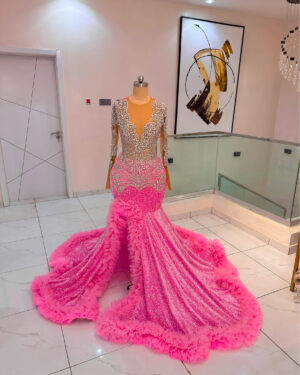 Rosé Radiance Sparkle Gown